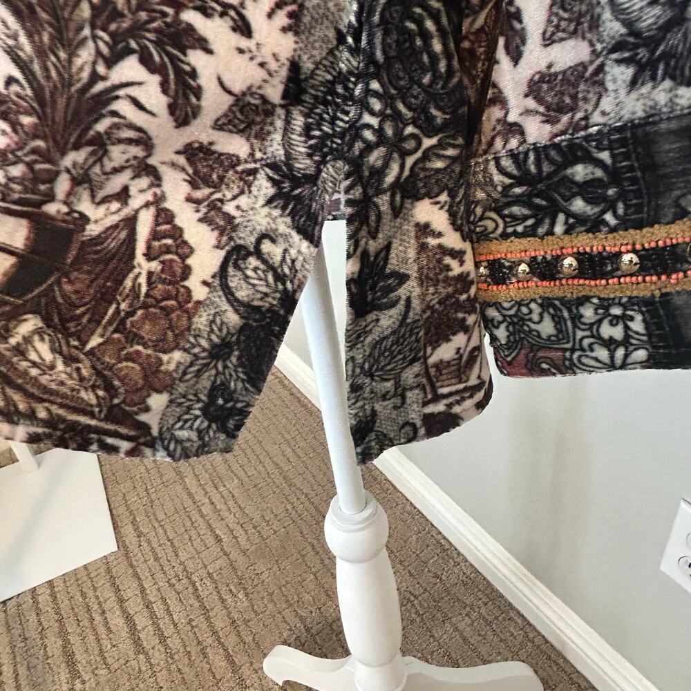 Soft Surroundings Venetian velour beaded paisley tunic blouse size L - Picture 6 of 9
